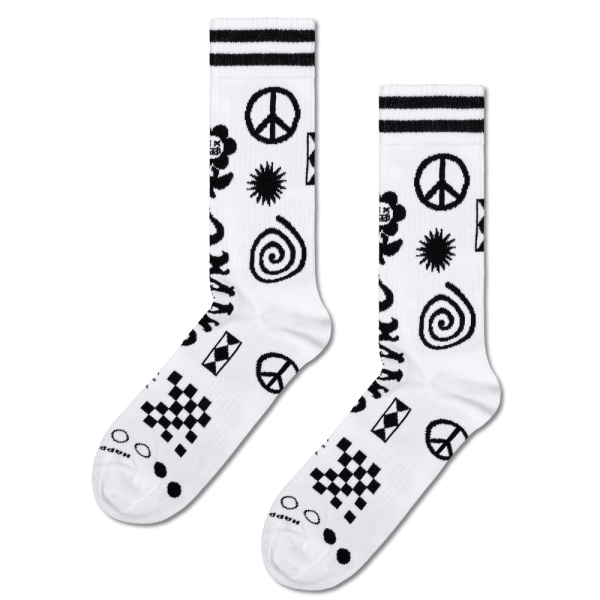 Happy Socks - Random Rave Sneaker Sock - White - Socken