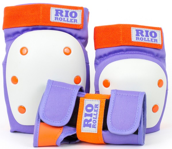 Triple Pad Set- Rio Roller- Purple/Orange - Ellbogen/Handgelenkschützer Skate