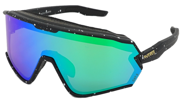 Sharkbiteph Plus - Phieres - Matt Black Splashes/ Pink Lens Full Revo Green - Technische Sonnenbrille