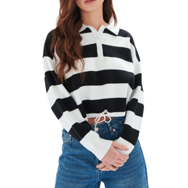 24 Colours - Pullover - striped - Polo Langarm