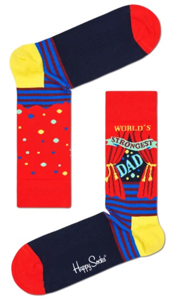 World´s Strongest Dad Sock - Happy Socks - MEDIUM RED - Socken