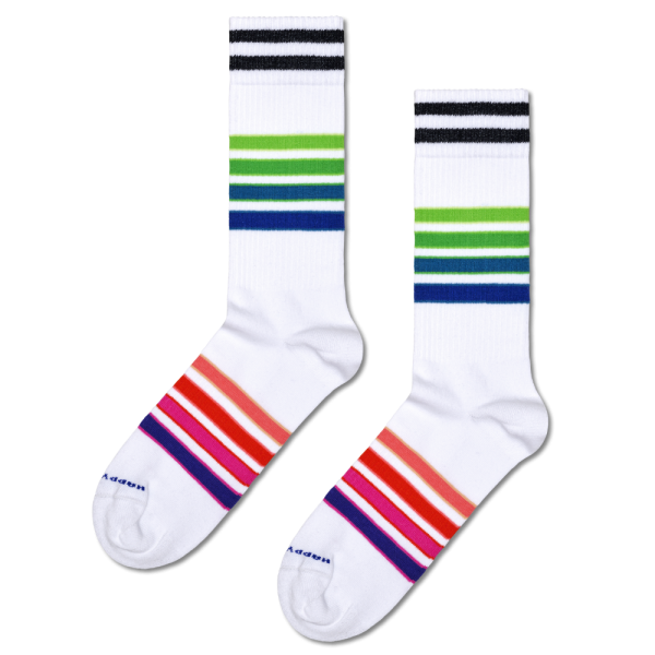 Happy Socks - Street Stripe Sneaker Sock - White - Socken