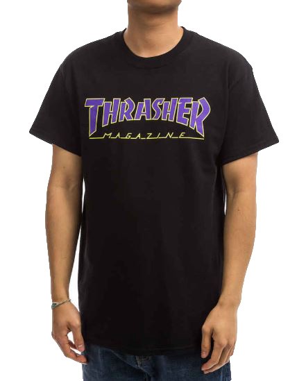 Outlined - Thrasher - BLACK/PURPLE - T-Shirt
