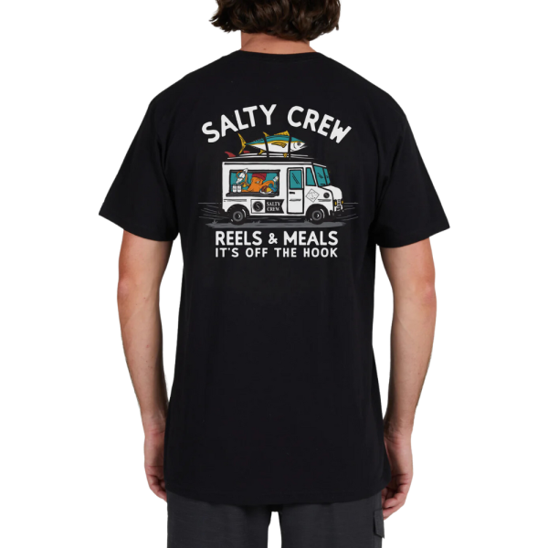 Salty Crew - REELS & MEALS PREMIUM S/S TEE - BLACK - T-Shirt