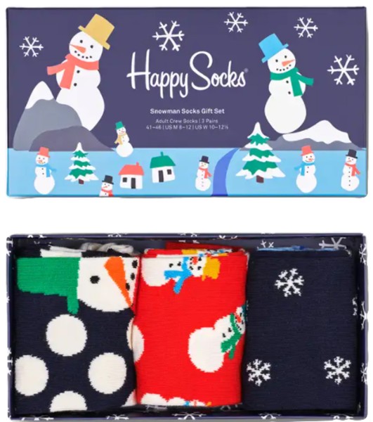 3-Pack Snowman Socks Gift Set - Happy Socks - DARK BLUE/NAVY - Socken