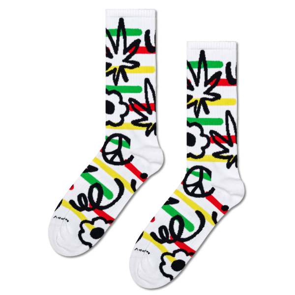 Happy Socks - Doodle Sneaker Sock - White - Socken